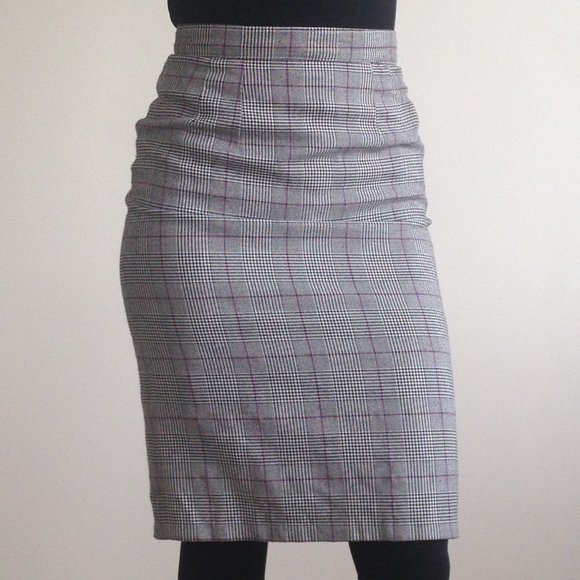 Evidence - Grey Plaid Houndstooth High Waisted Pencil Skirt - Picture 7 of 14